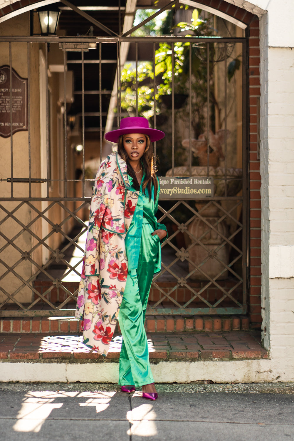 Fuschia wool boater hat-FINAL SALE