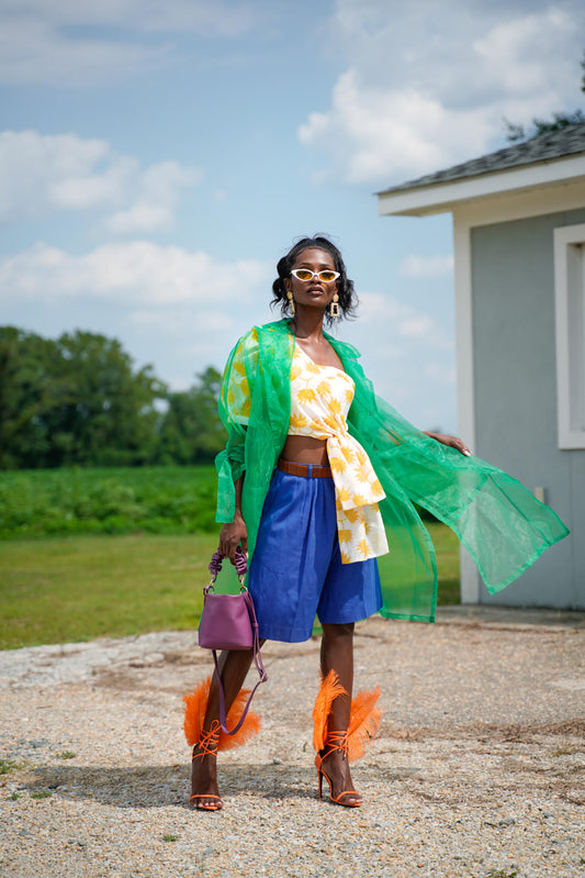 Vintage Blue linen mom shorts