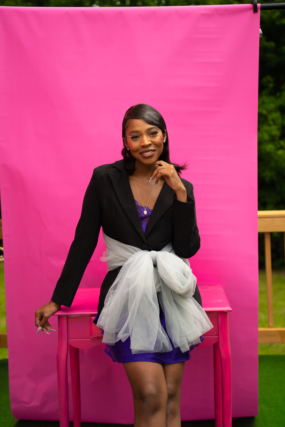 Tulle bow blazer-sample sale