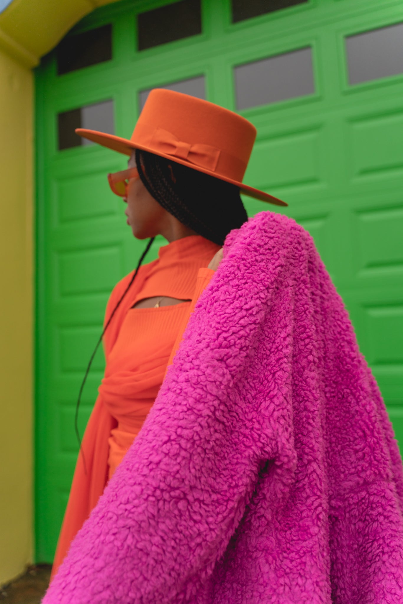 Orange long sleeve top with tulle detail