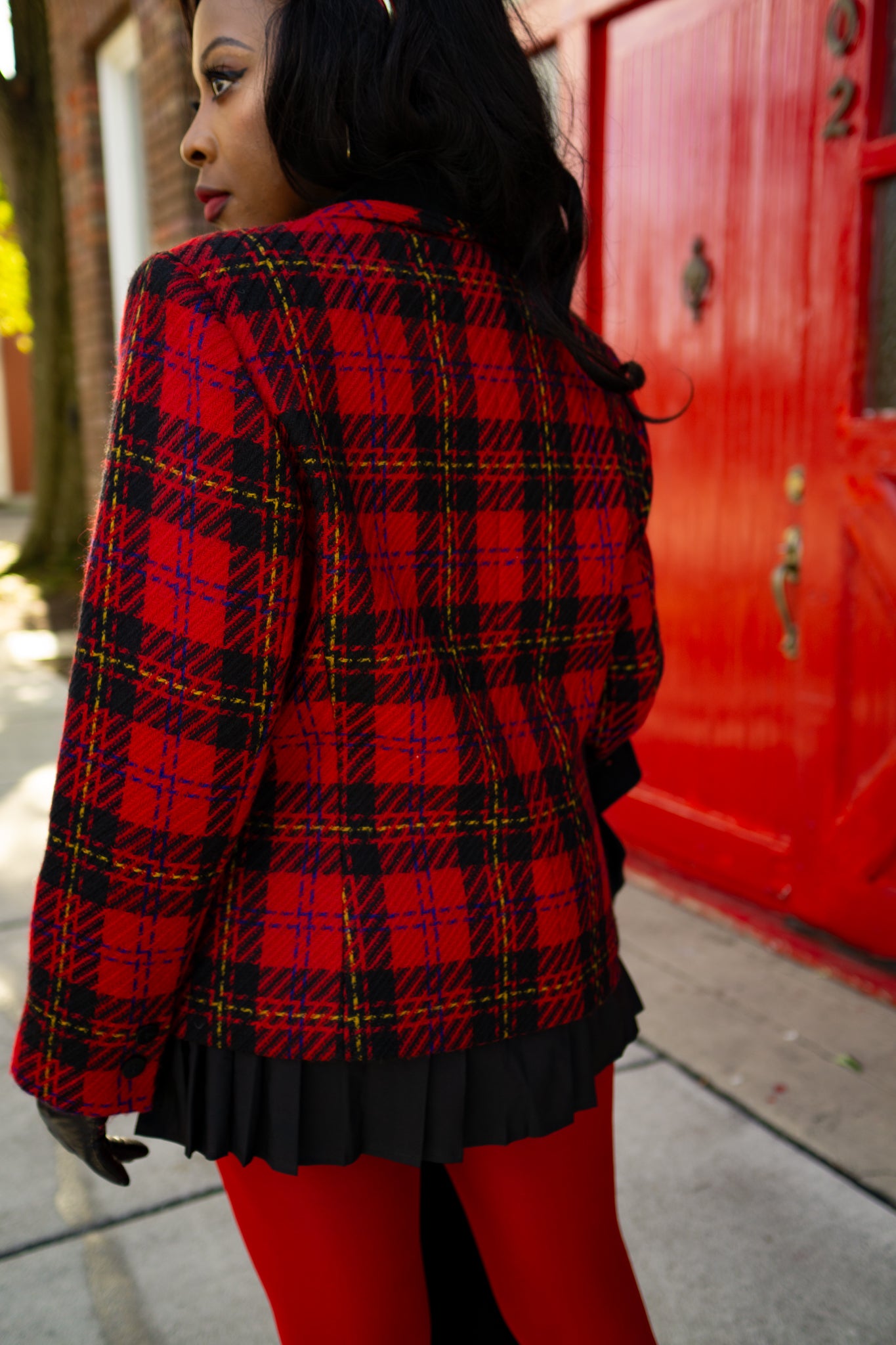 1990s Kasper wool blend plaid blazer