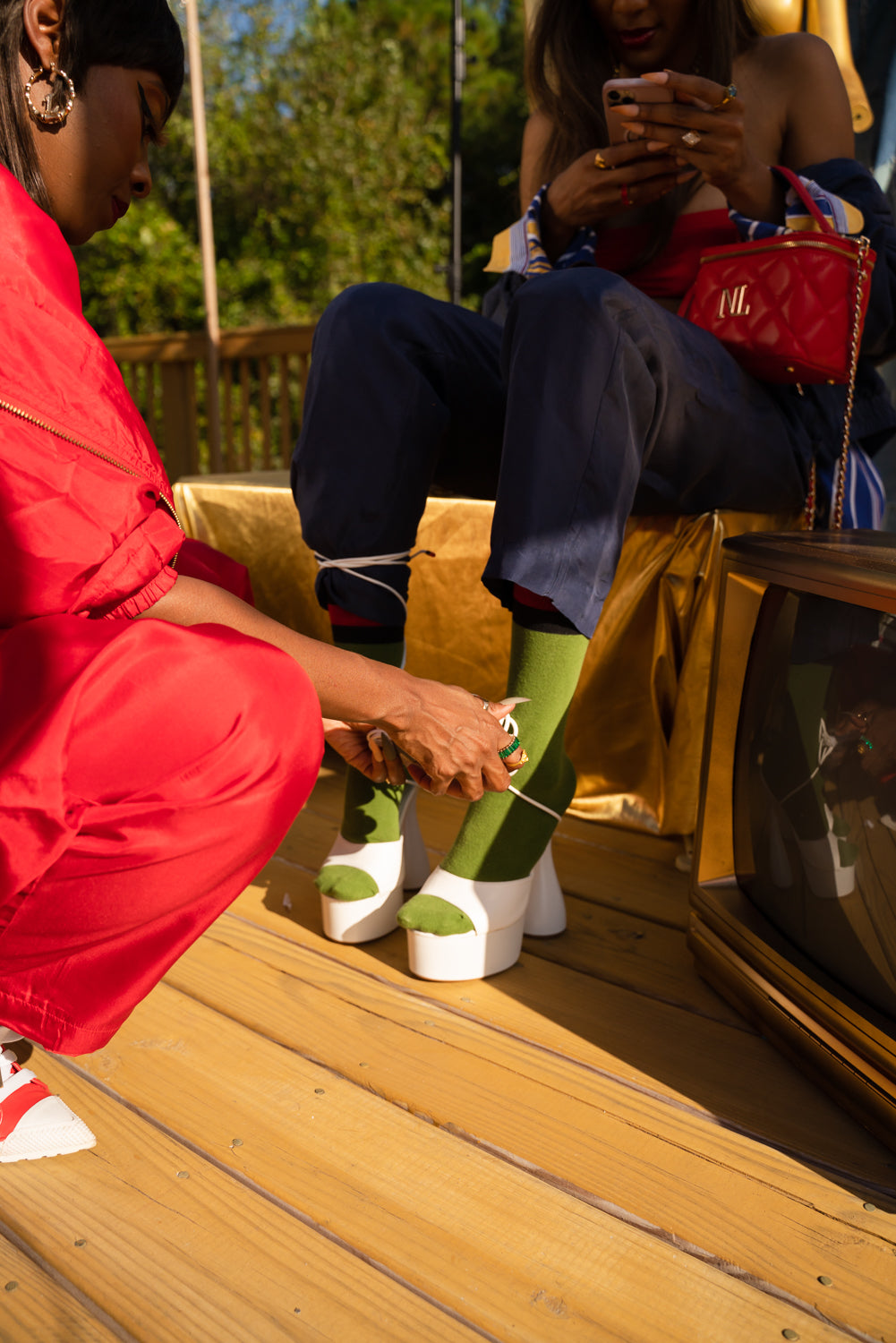 Vintage Red Fuda International silk track suit