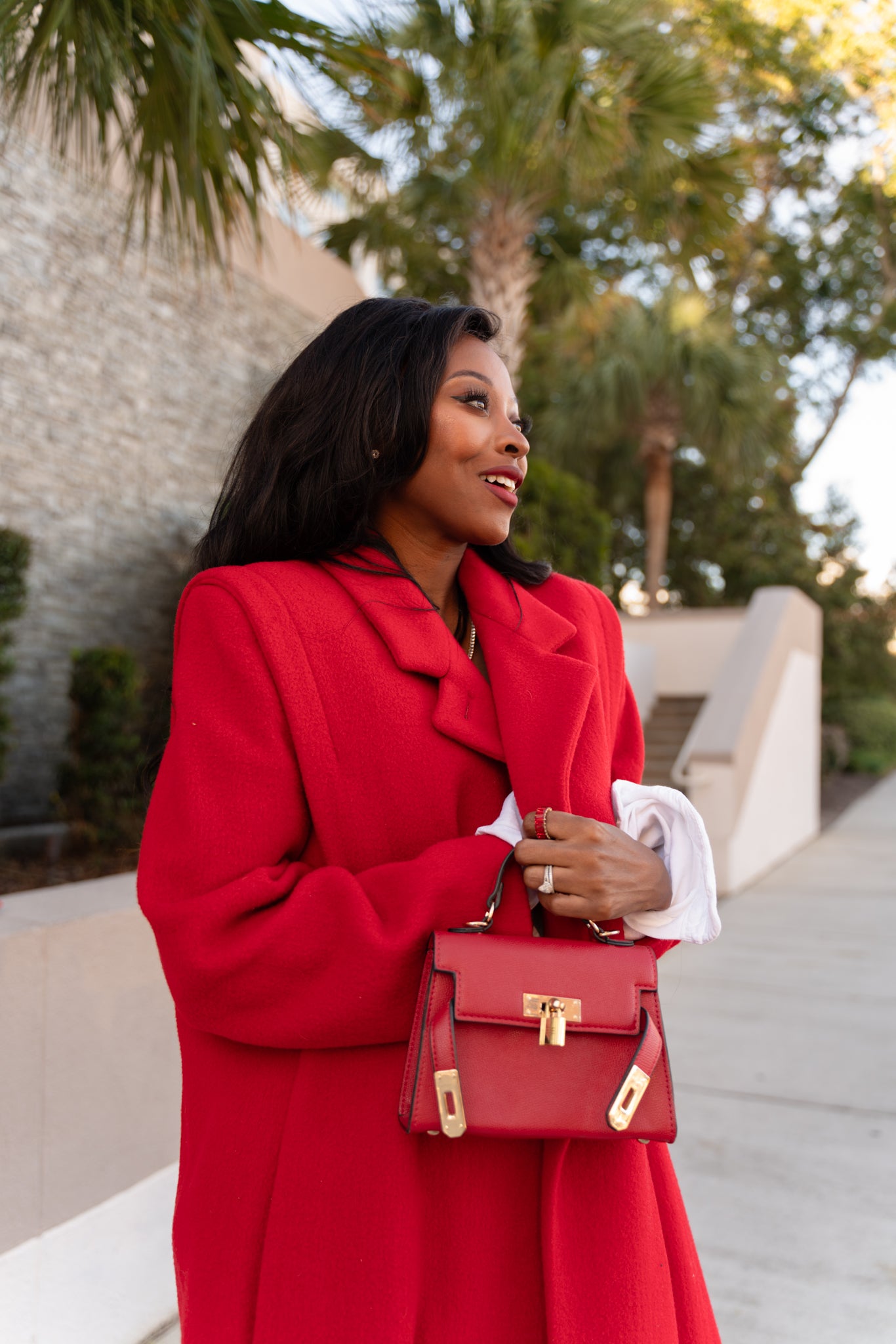 1980s Red Wool blend double breast maxi coat