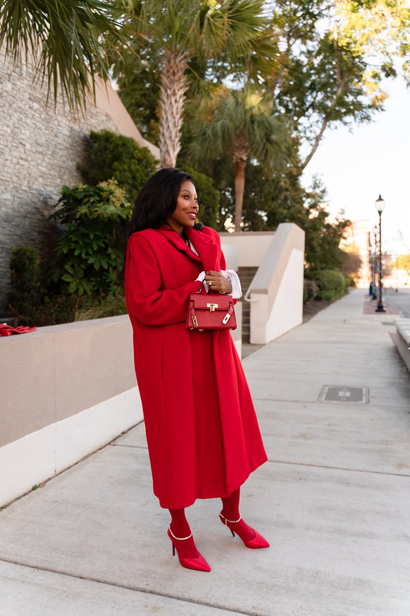 1980s Red Wool blend double breast maxi coat