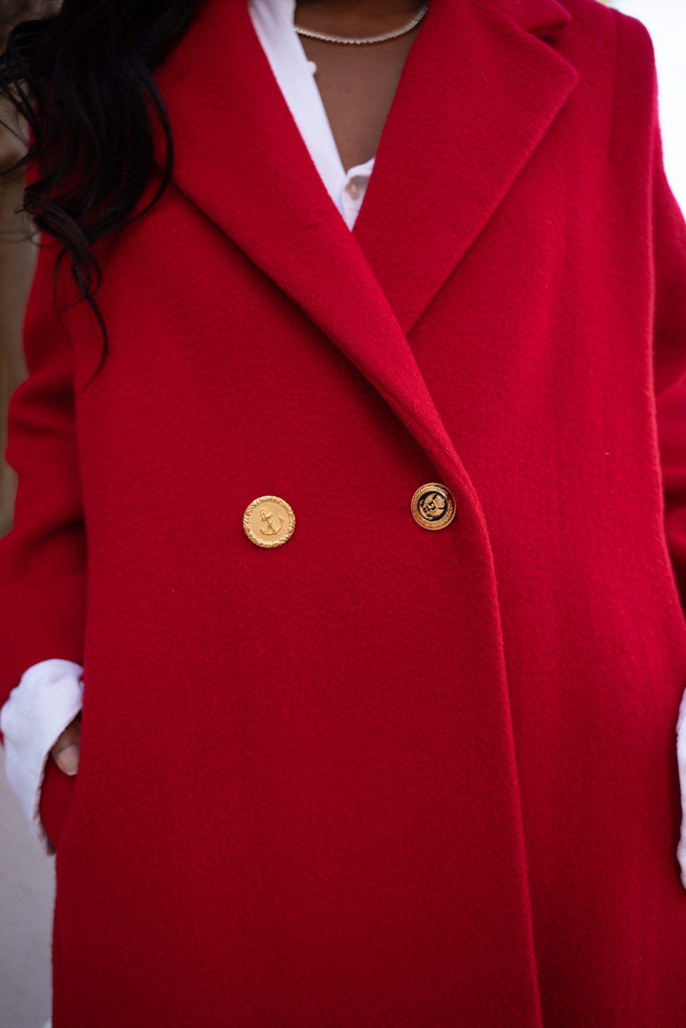 1980s Red Wool blend double breast maxi coat