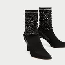 Zara sequin sock heels