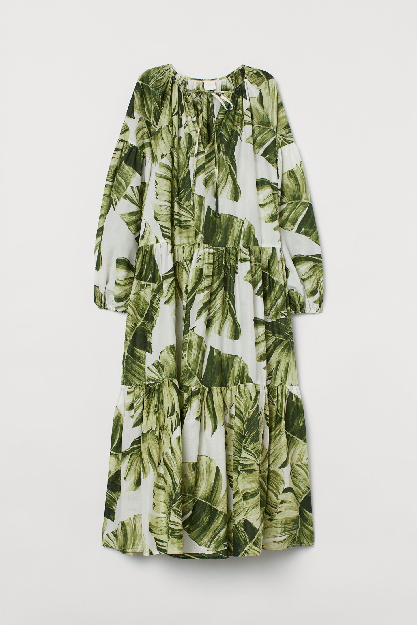 H&M leaf print balloon sleeve dress