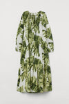 H&M leaf print balloon sleeve dress