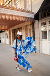 Blue and white button down dress