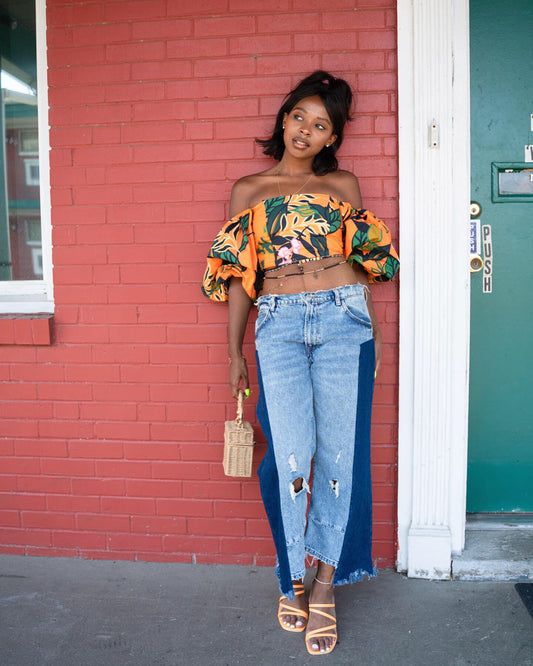 H&M puff sleeve crop top