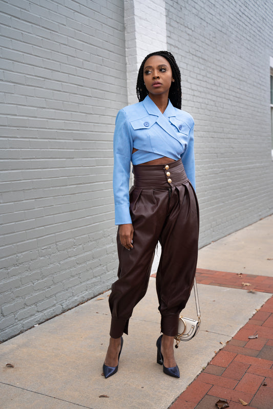 Vegan Leather Harem pants (burgundy)