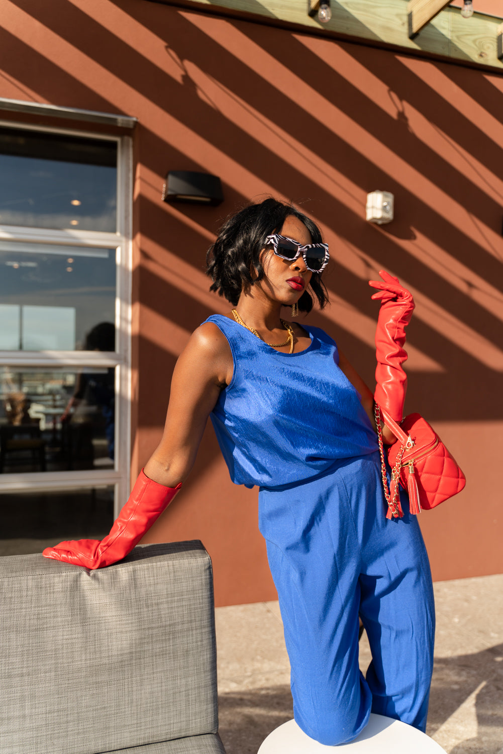 Vintage royal blue sleeveless top