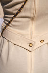 Vintage David Warren dress with brass button embellishments