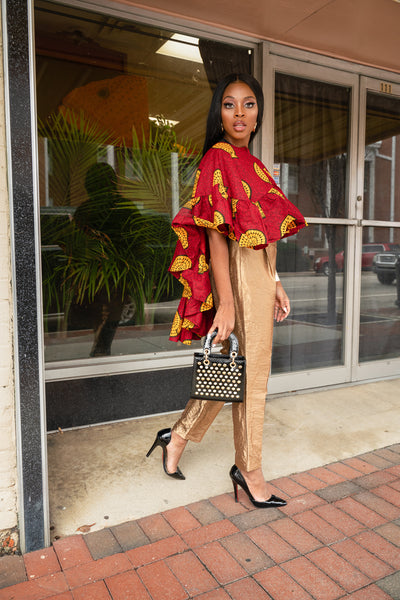 Ankara high low poncho top