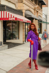 Electric purple tie waist dress