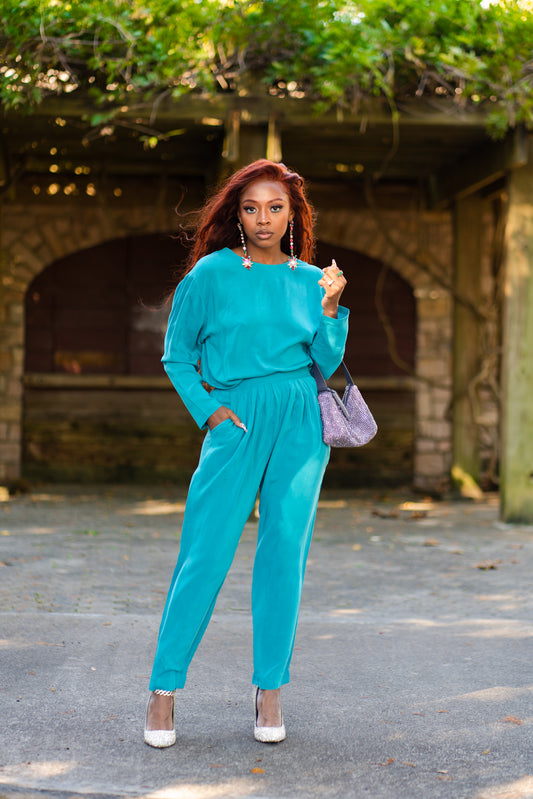 Vintage teal long sleeve set