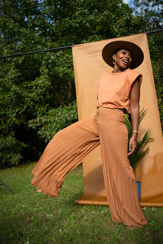 Camel Pleated Pants