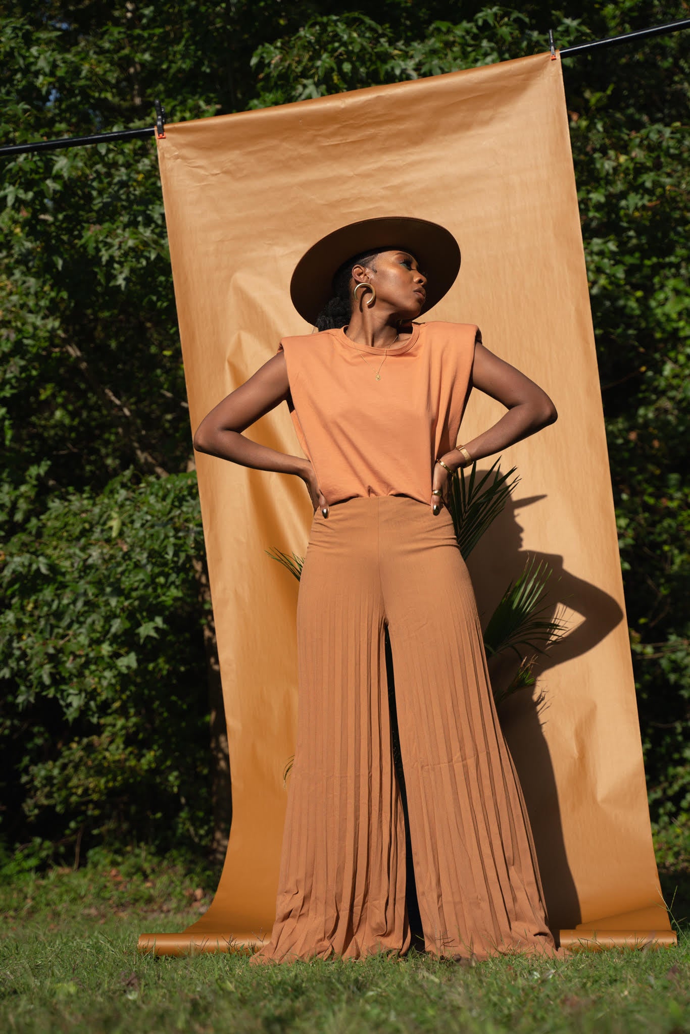 Camel Pleated Pants