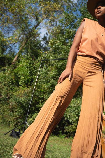 Camel Pleated Pants