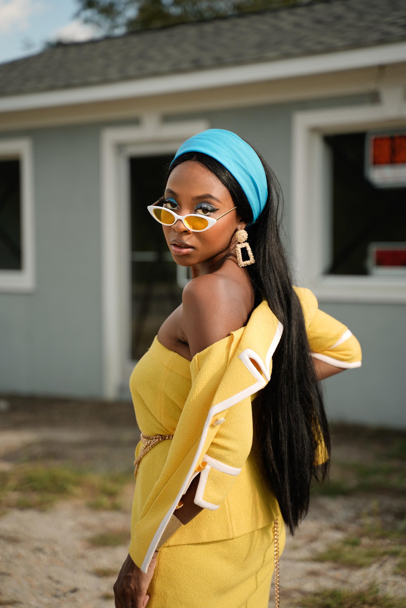 Yellow Chanel inspired skirt suit